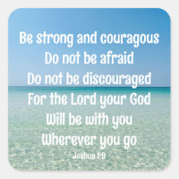 Be Strong Inspirational Bible Verse Beach