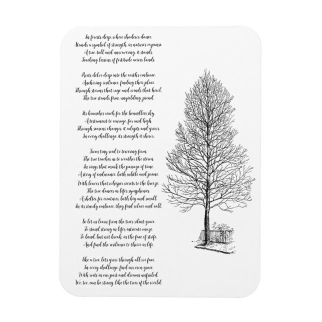 Be Strong Like  tree art and Poem  Magnet (Vertical)