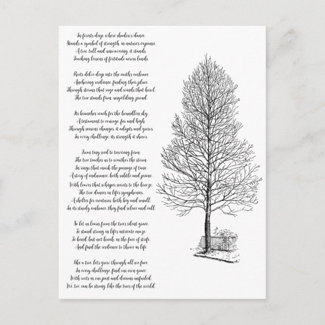 Be Strong Like  tree art and Poem  Postcard (Front)