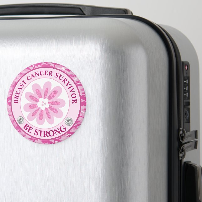 Be Strong Pink Flower Awareness Design Magnet (In Situ (Luggage))
