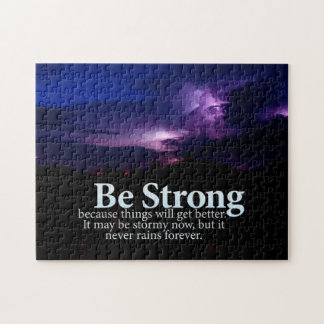 Be Strong Purple Storm Clouds Motivational Quote Jigsaw Puzzle