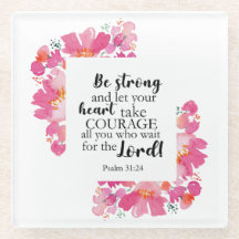 Be Strong & Take Courage Psalm Pink Floral Bible