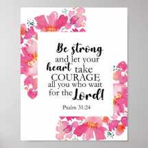 Be Strong & Take Courage Psalm Pink Floral Bible