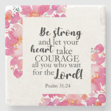 Be Strong & Take Courage Psalm Pink Floral Bible