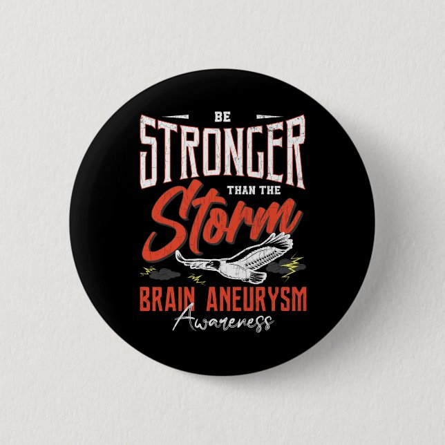 Be Stronger Than Storm Brain Aneurysm Awareness Gr 6 Cm Round Badge (Front)