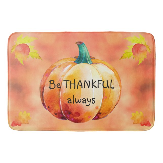 BE THANKFUL ALWAYS Cute Fall Bath rug Personalised (Front)