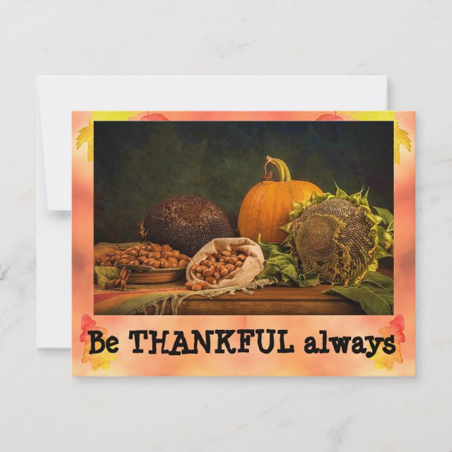 BE THANKFUL ALWAYS Cute Fall Greeting Card (Front)