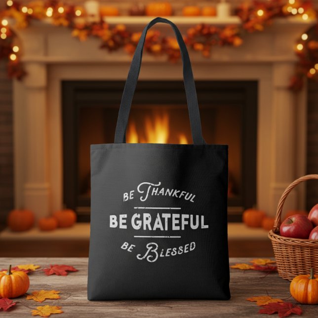 Be Thankful BE GRATEFUL Be Blessed Retro Tote Bag (Be Thankful BE GRATEFUL Be Blessed Retro Tote Bag - Perfect for Thanksgiving.)