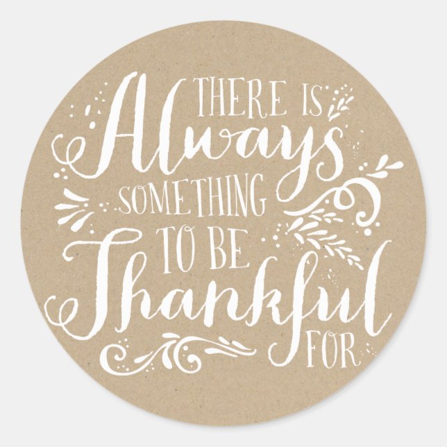 Be Thankful Faux Kraft Paper Thanksgiving Sticker (Front)