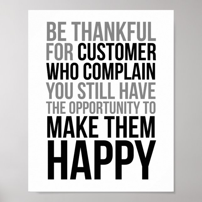 Be Thankful For Customer Who Complain Poster (Front)