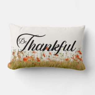 Be Thankful Inspirational Lumbar Pillow Design