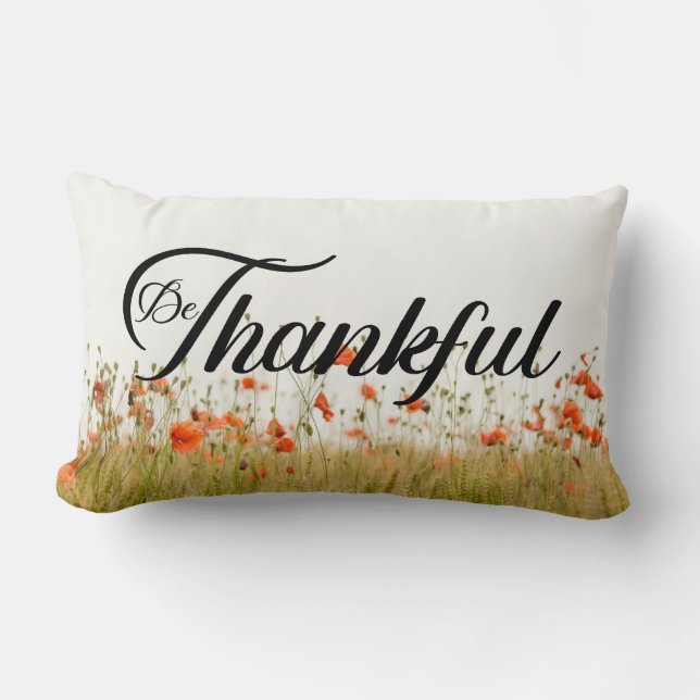 Be Thankful Inspirational Lumbar Pillow Design (Front)