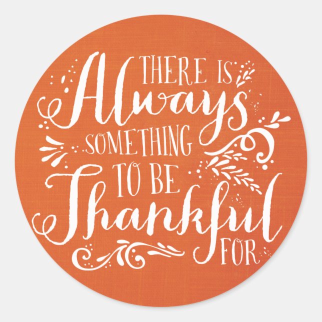 Be Thankful Linen Texture Thanksgiving Sticker (Front)