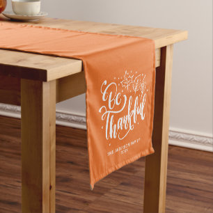 Be Thankful Personalised Family Thanksgiving Short Table Runner