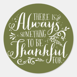 Be Thankful Script Green Thanksgiving Sticker