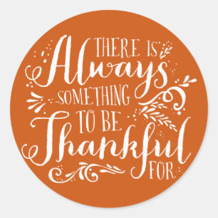 Be Thankful Script Orange Thanksgiving Sticker