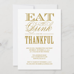 BE THANKFUL THANKSGIVING DINNER INVITATION