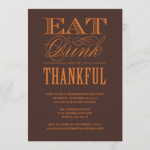 BE THANKFUL THANKSGIVING DINNER INVITATION