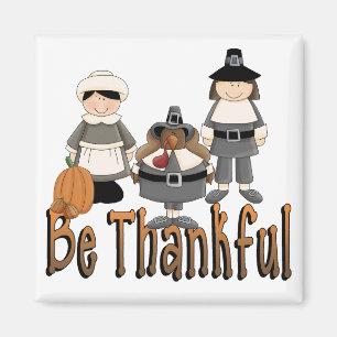 be thankful thanksgiving pilgrims magnet