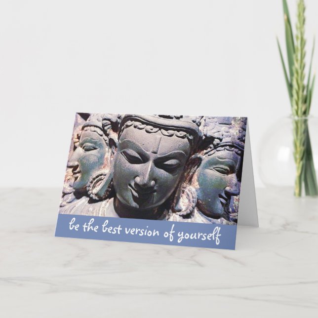 “Be the best” Asian stone faces photo blank inside Card (Front)