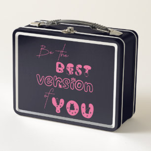 Be The Best Version Of You Cute Cat Metal Lunchbox