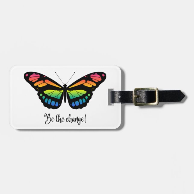 Be the change - butterfly design  luggage tag (Front Horizontal)