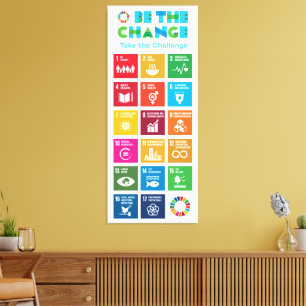 Be the Change Inspirational Poster Global Goals Canvas Print