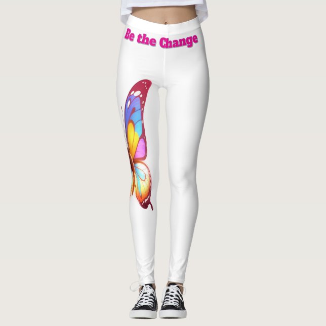Be the Change - Inspiring Flinder Illustration Leggings (Front)
