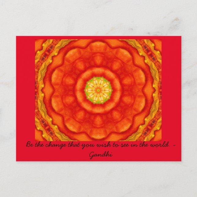 Be the change quote Gandhi inspirational words Postcard (Front)