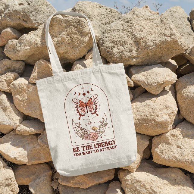 Be The Energy You Want to Attract Boho Tote Bag (Creator Uploaded)