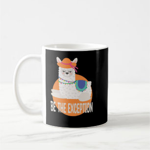 Be The Exception Kawaii Funny Llama White & Orange Coffee Mug