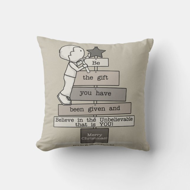 Be the Gift-Christmas Tree (Tan) Cushion (Front)