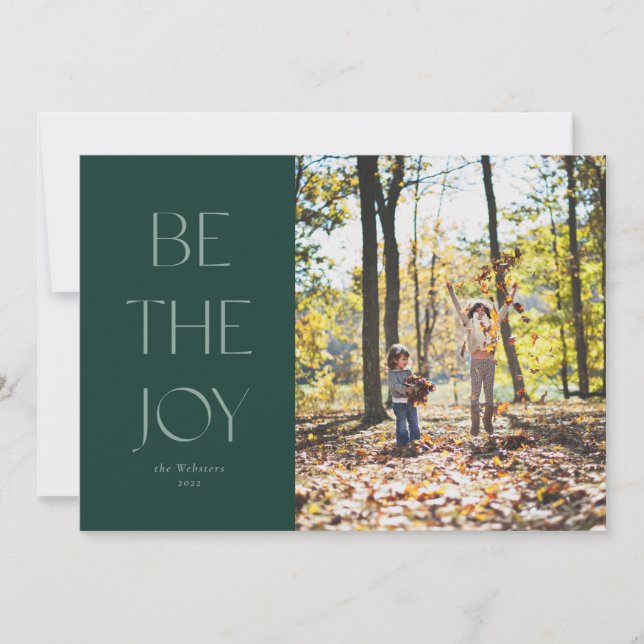 Be the joy one photo green Christmas 2022 Holiday Card (Front)