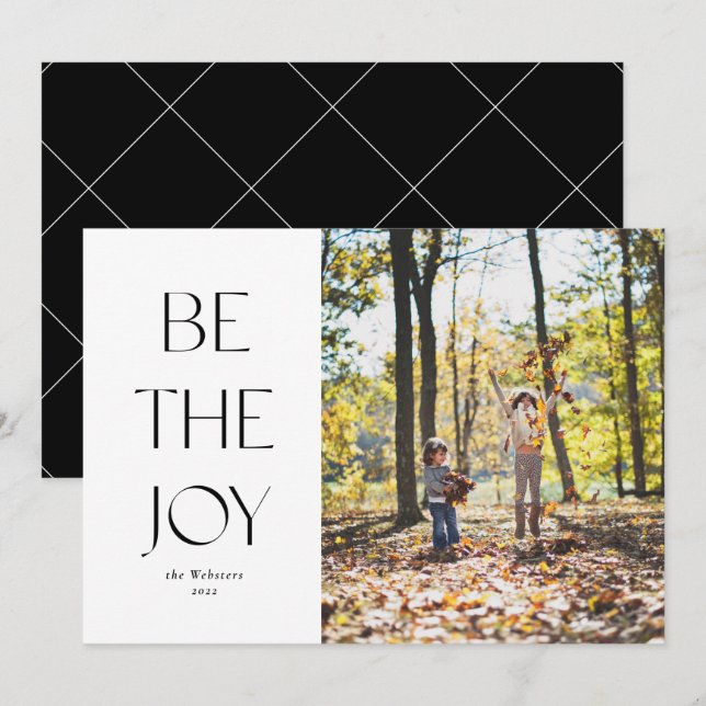 Be the joy simple one photo Christmas Holiday Card (Front/Back)