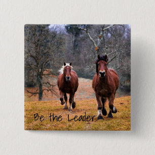Be the Leader Horses Racing 15 Cm Square Badge