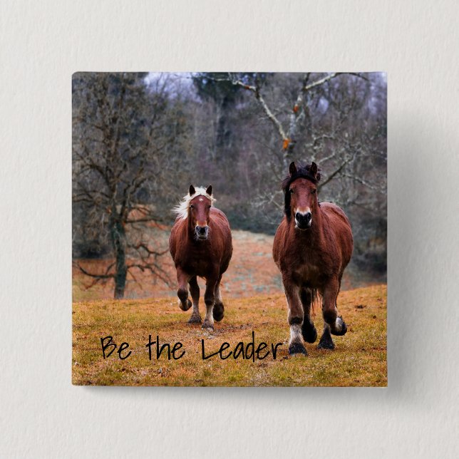 Be the Leader Horses Racing 15 Cm Square Badge (Front)