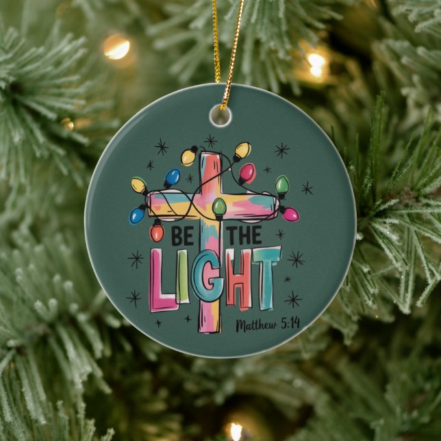 Be The Light Christmas Christian Cross Xmas Bible  Ceramic Tree Decoration (Tree)