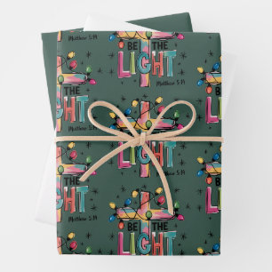 Be The Light Christmas Christian Cross Xmas Bible Wrapping Paper Sheet