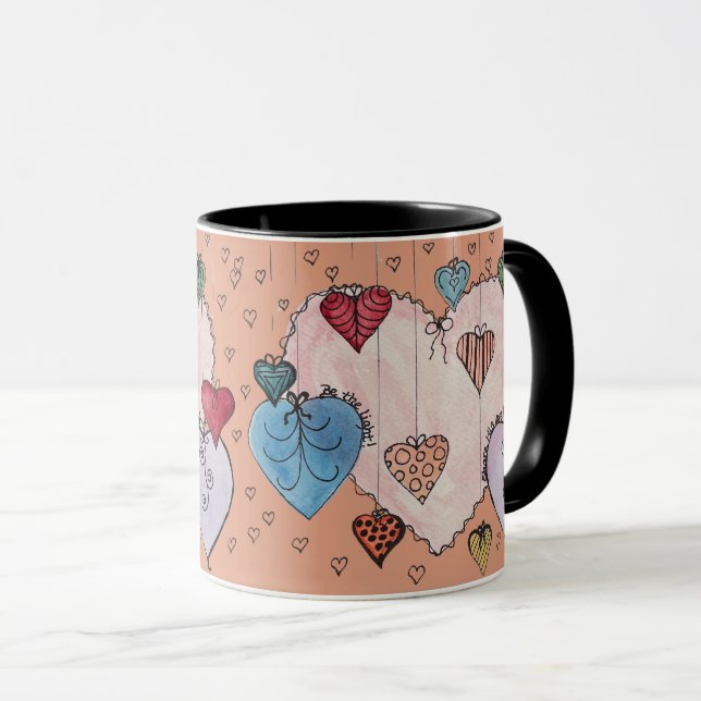 Be the Light  Colourful Heart Mug (Front Right)
