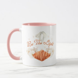 Be the Light – Cozy Vintage Floral & Croissant Mug