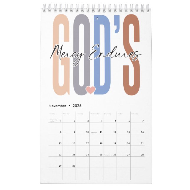 Be the light, inspire, motivate, help, love, hope calendar (Nov 2026)