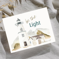 Be the Light Lighthouse Watercolor Faith Quote