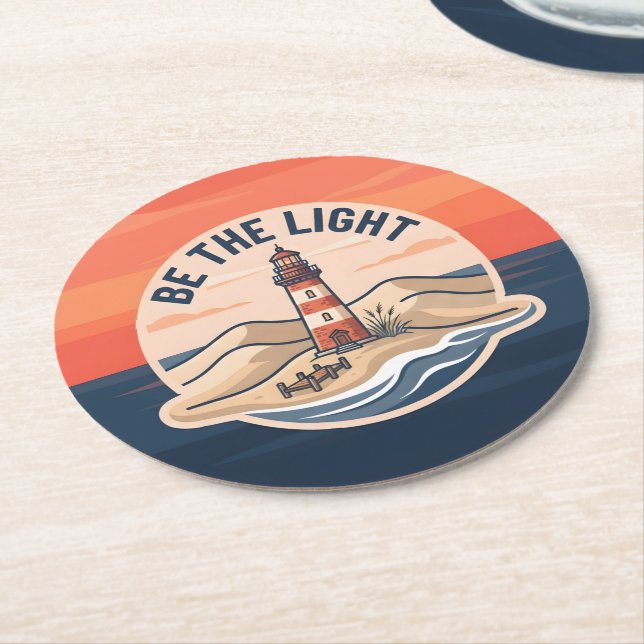 Be The Light Round Paper Coaster (Angled)