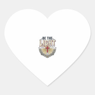 Be The Light Vintage Christian Shirt Design_1 Heart Sticker