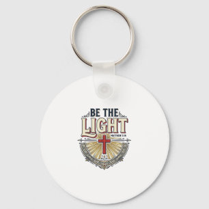 Be The Light Vintage Christian Shirt Design_1 Key Ring
