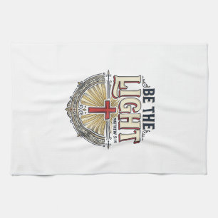Be The Light Vintage Christian Shirt Design_1 Tea Towel