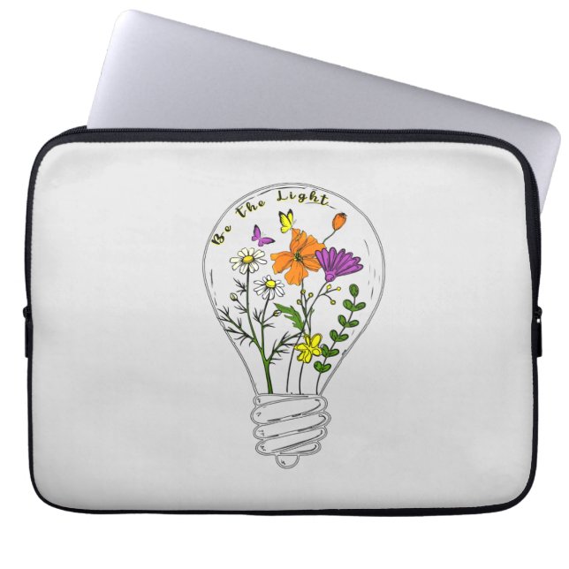 Be The Light Wildflower Motivational Quote Laptop Sleeve (Front)