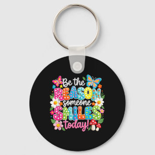 Be The Reason Someone Smiles Colourful Retro Quote Key Ring