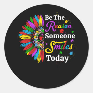Be The Reason Someone Smiles Today Sunflower Classic Round Sticker