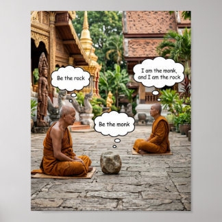 Be The Rock Zen Paradox Monk Philosophy Poster